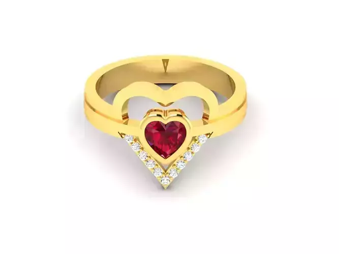 Women Wedding Heart Stone  Ring 3D print model