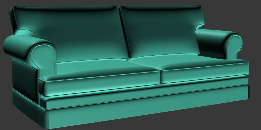 Sofa double seater Low-poly 3D model_7