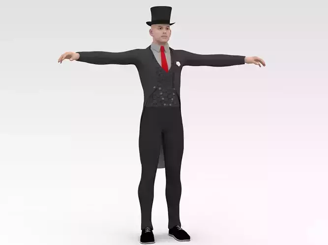 Magician man in top hat 3D model