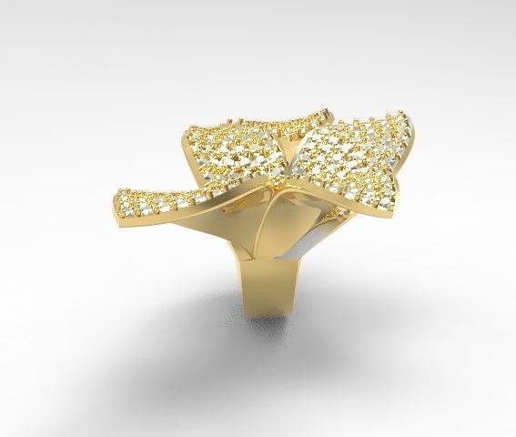 leaf ring 3D print model_3