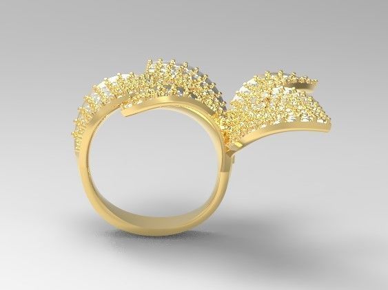 leaf ring 3D print model_2