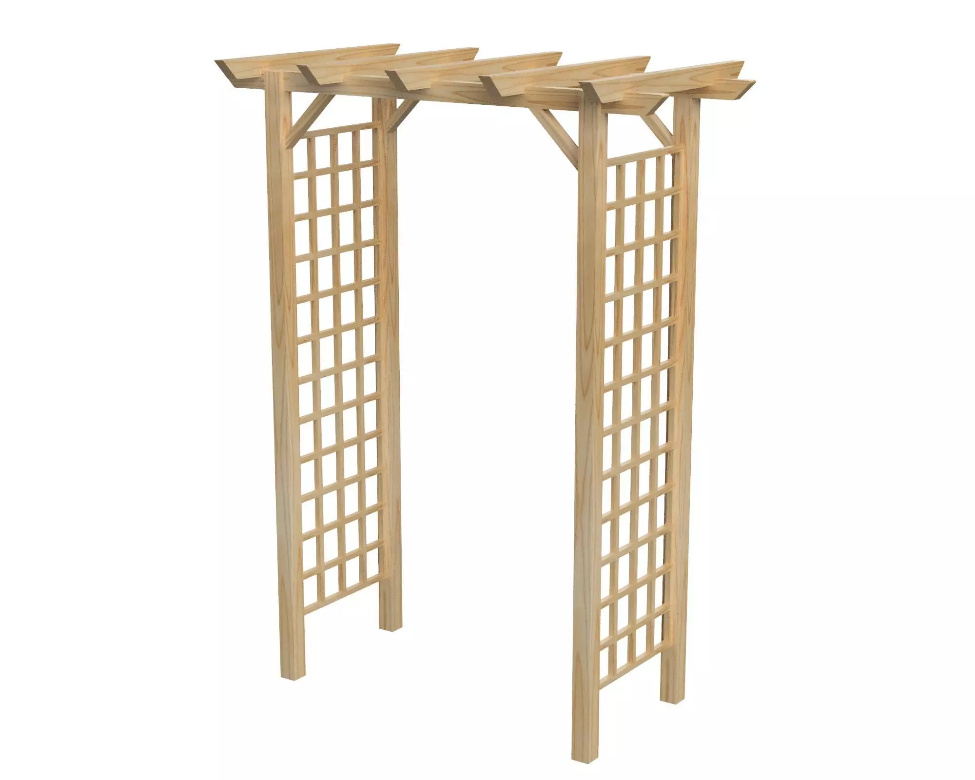 Wooden pergola for garden Low-poly 3D model