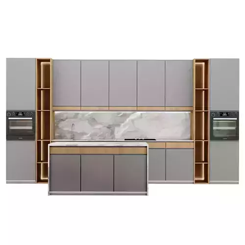 kitchen with cabinets and marble counter tops