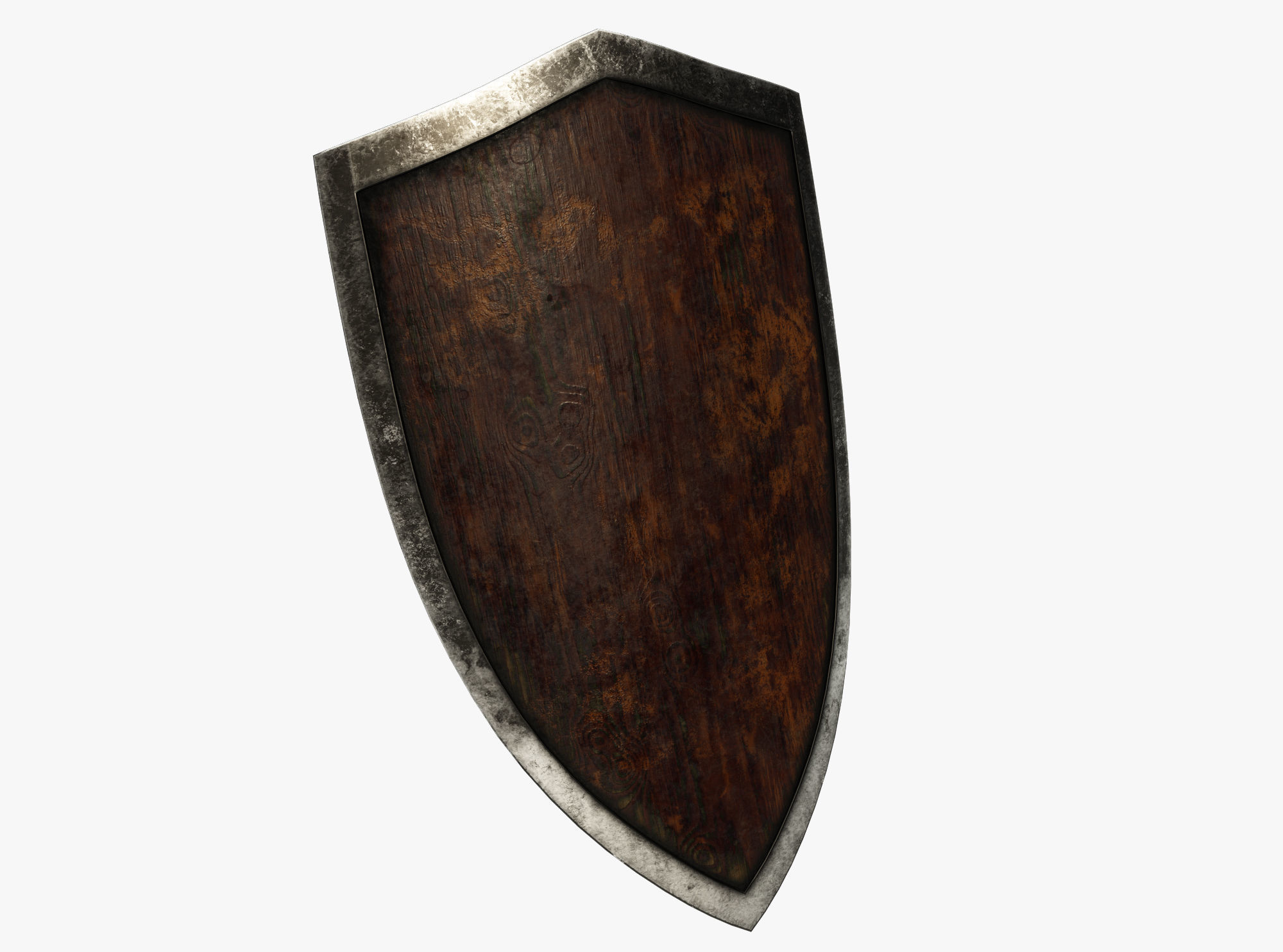 Wooden shield Low-poly 3D model_1