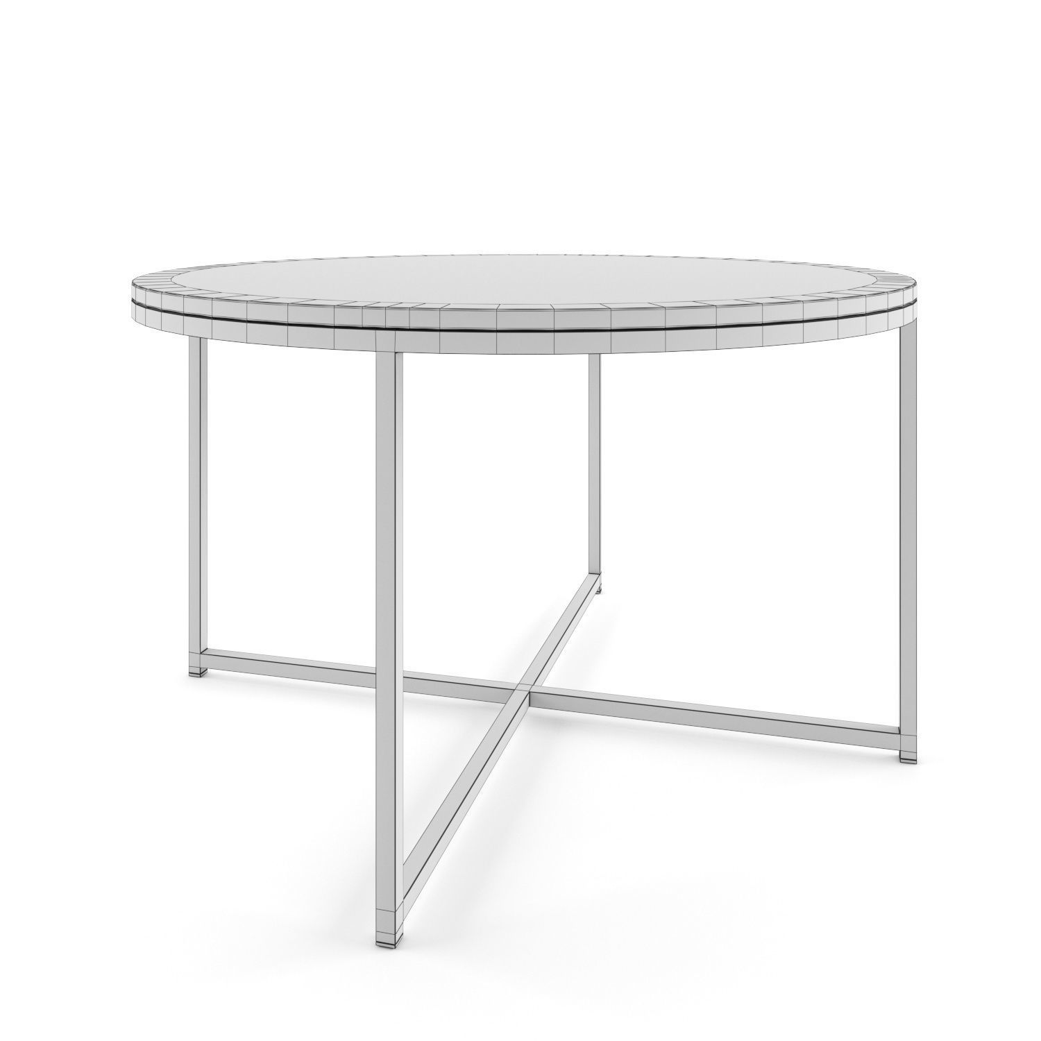 Conference table round Alisma white marble 3D model_1