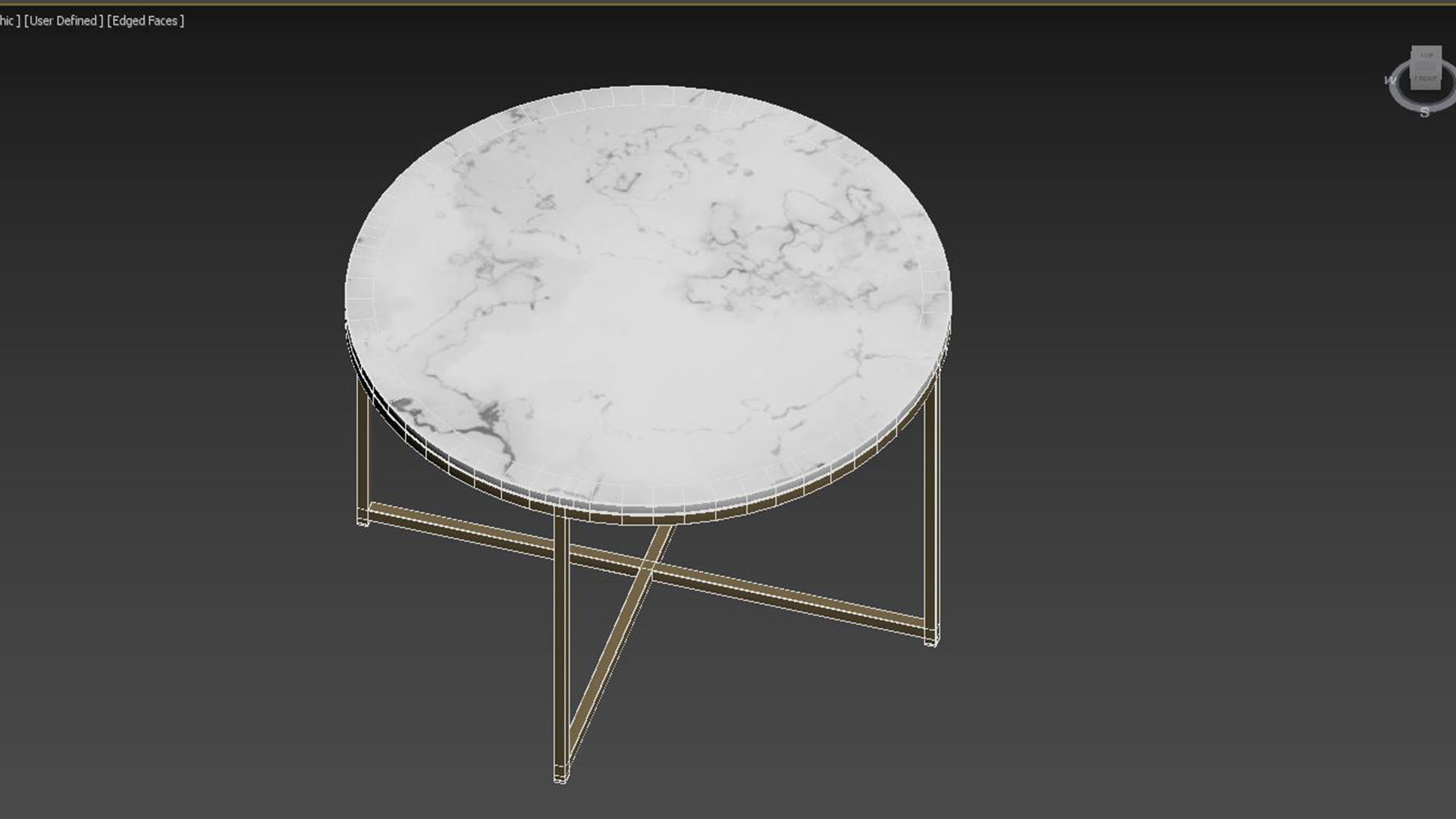 Conference table round Alisma white marble 3D model_2