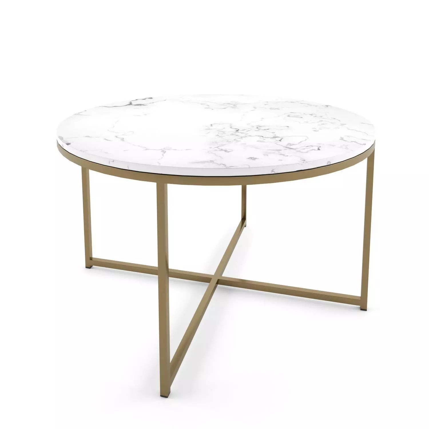 Conference table round Alisma white marble 3D model_0