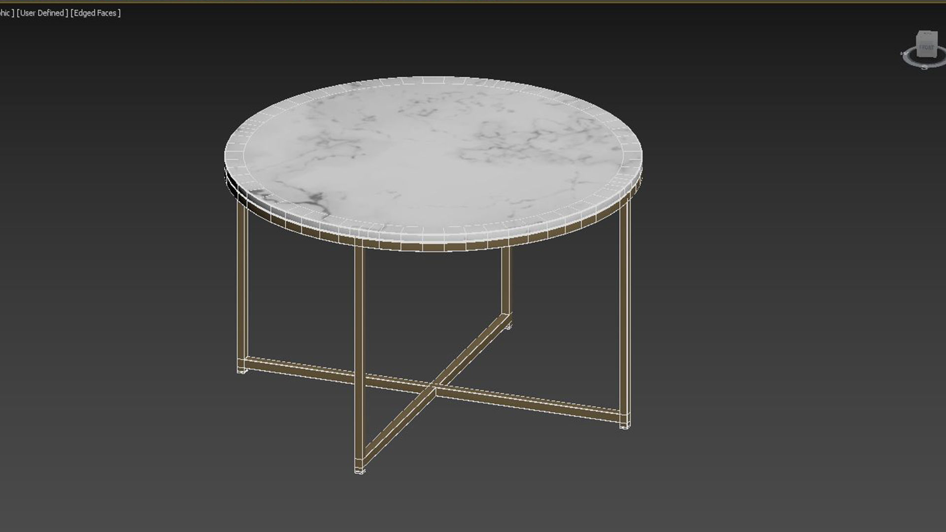 Conference table round Alisma white marble 3D model_6