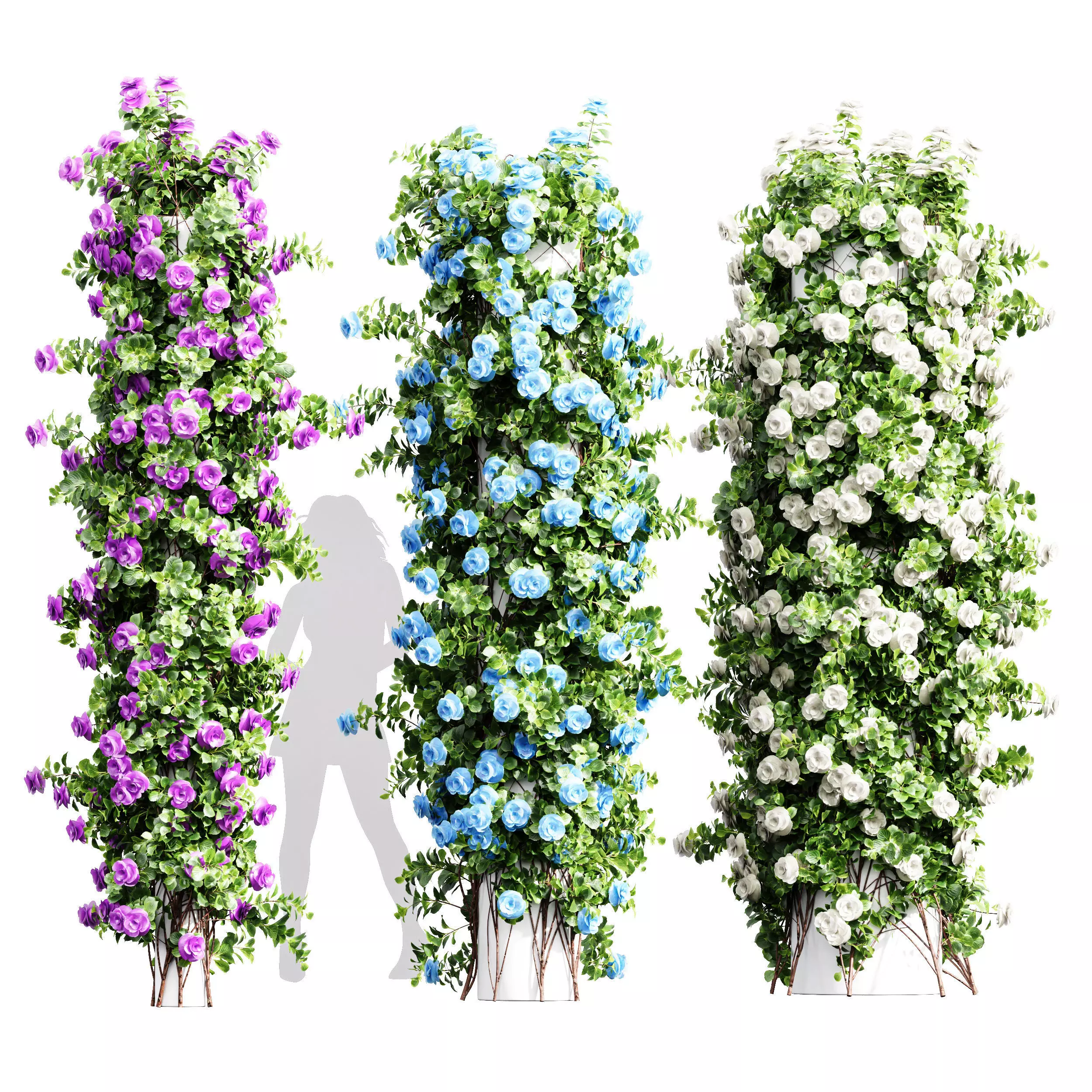 New Plant High detail Climbing Roses Cylinder Columns 3D model_0