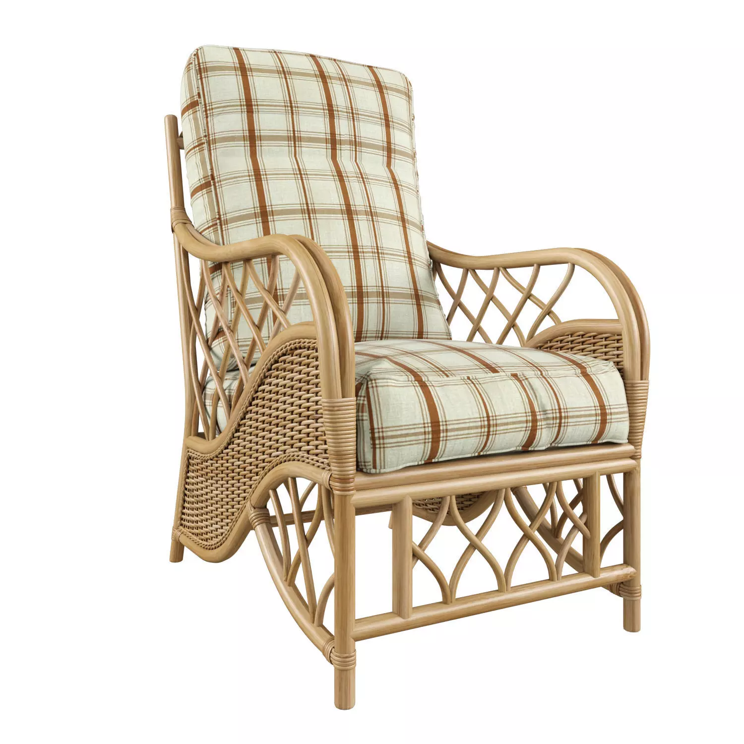 Oslo Walnut 2x Armchairs in Flora 3D model_0