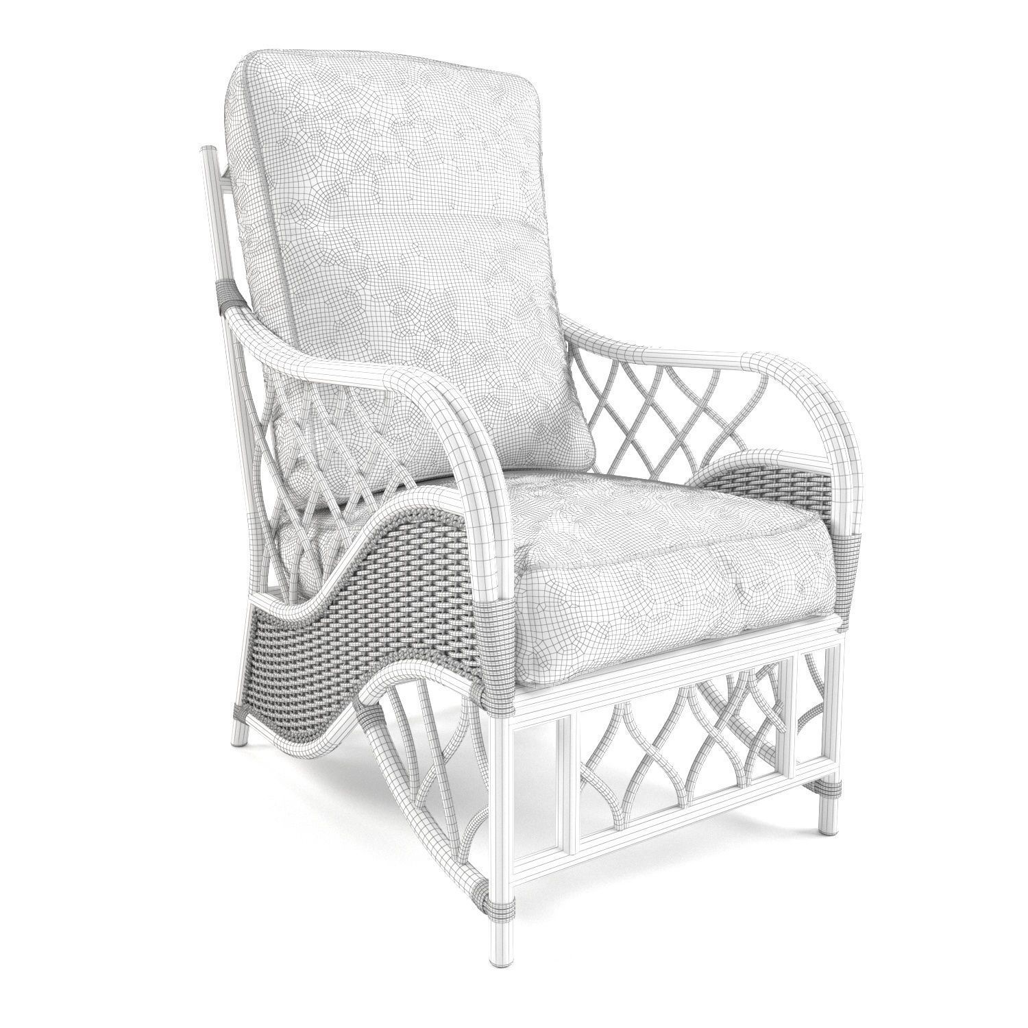 Oslo Walnut 2x Armchairs in Flora 3D model_1