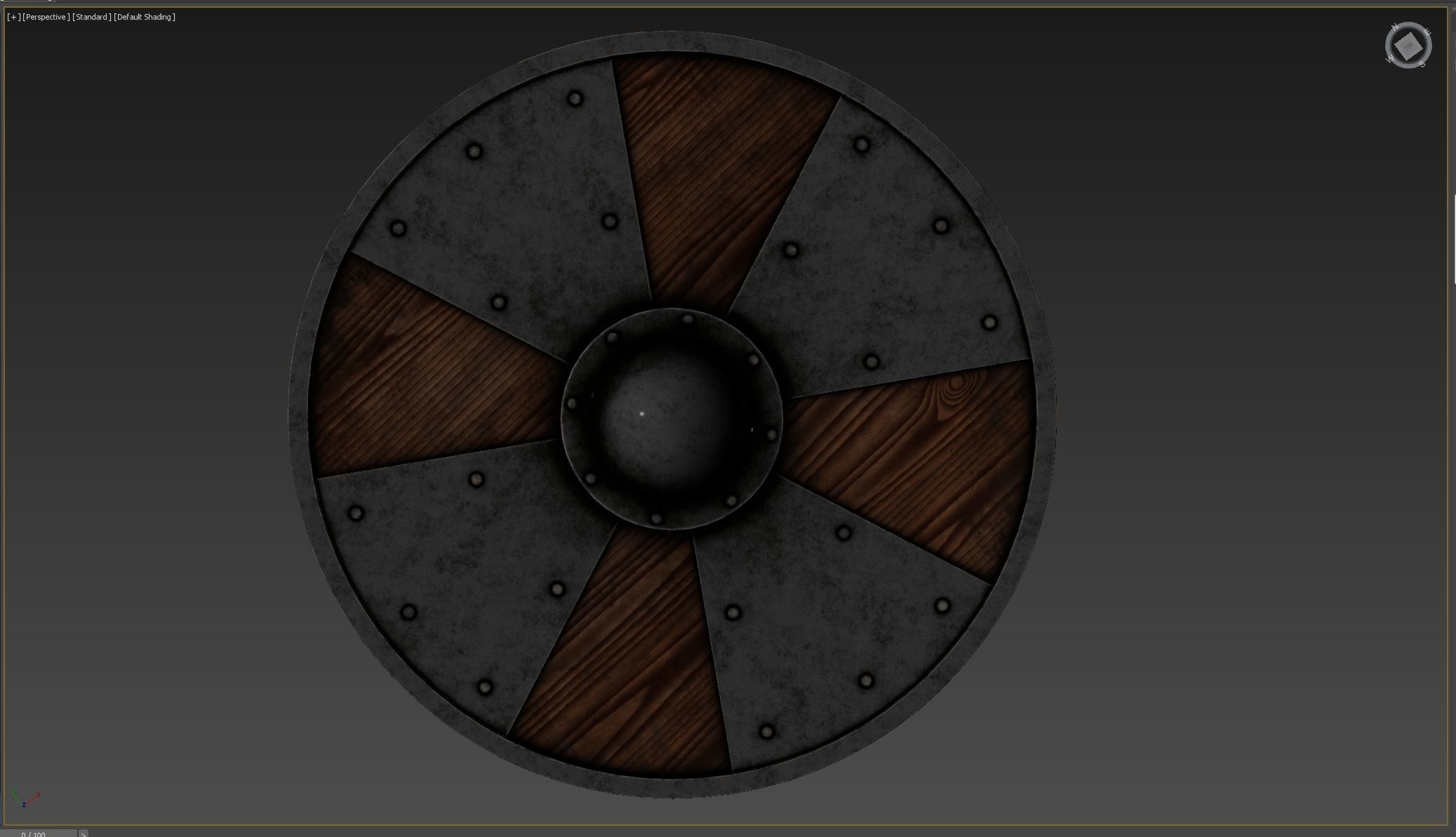 Wooden shield Low-poly 3D model_5