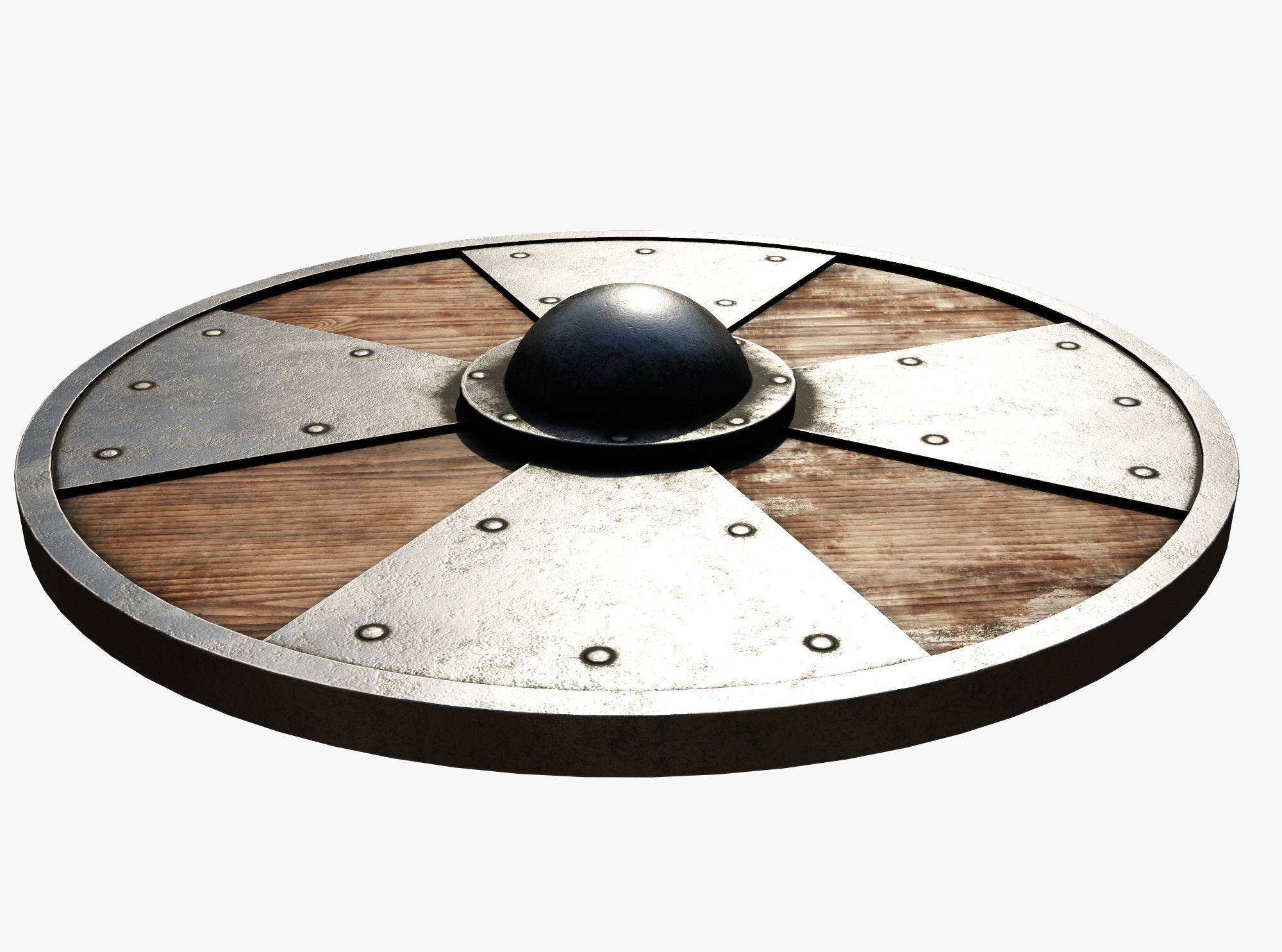 Wooden shield Low-poly 3D model_2