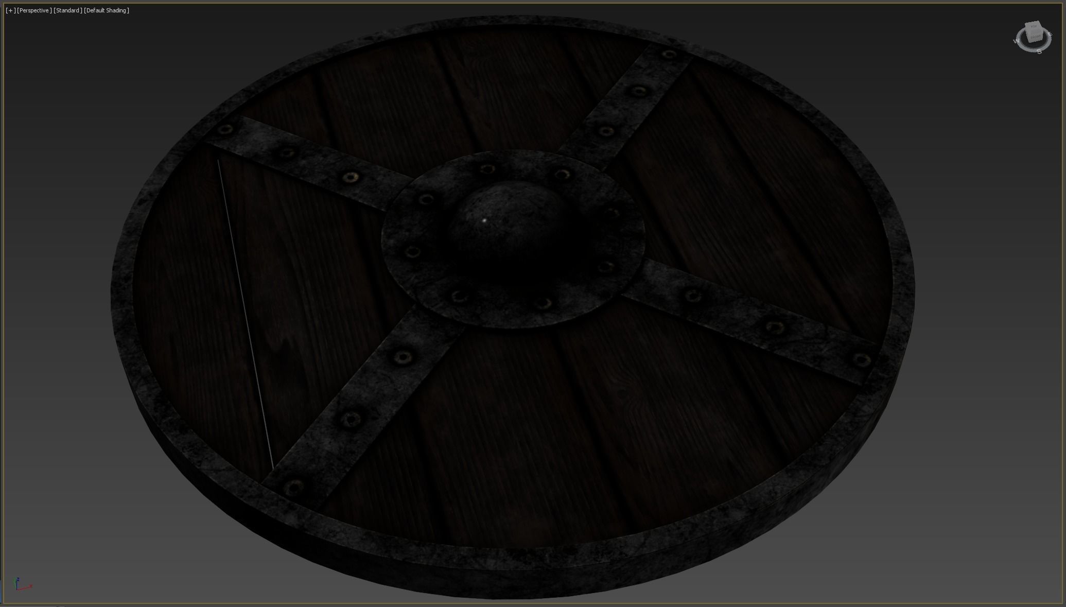 Wooden shield Low-poly 3D model_6