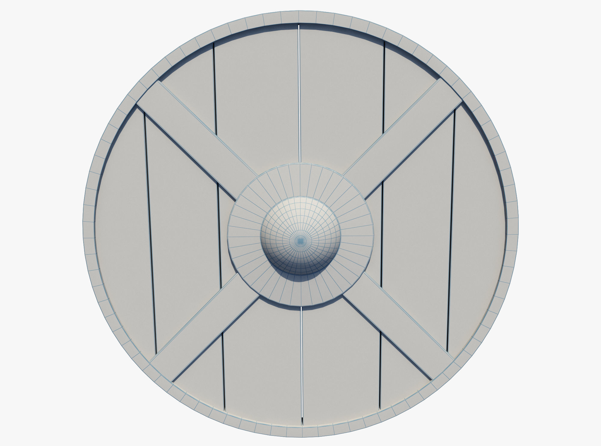 Wooden shield Low-poly 3D model_3