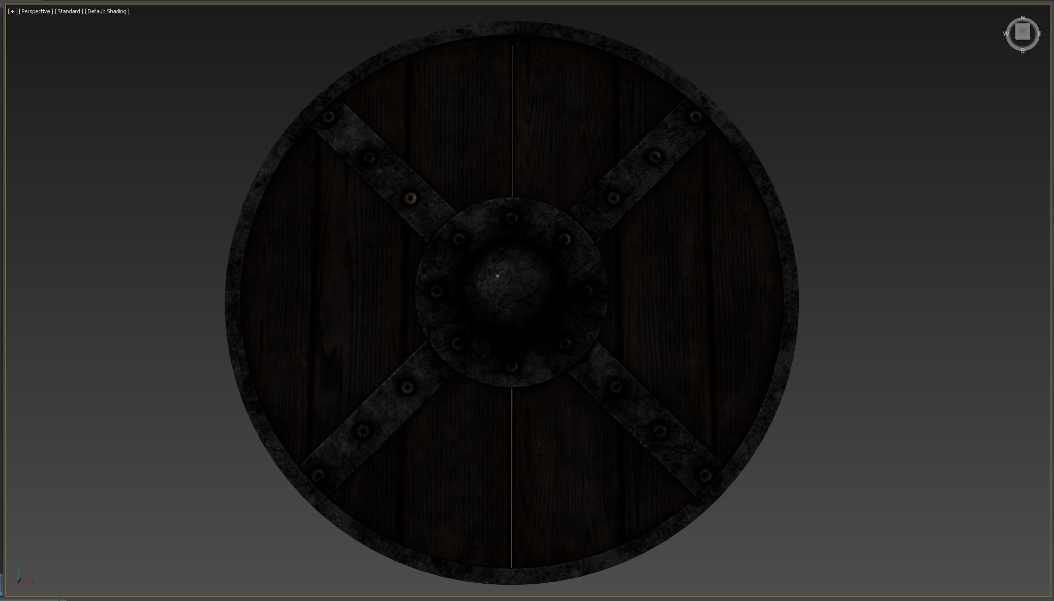 Wooden shield Low-poly 3D model_5