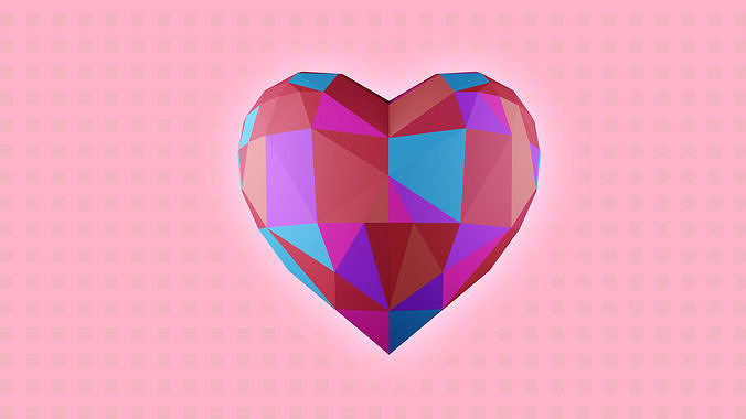 HEART LOWPOLY SYMMETRY Low-poly 3D model