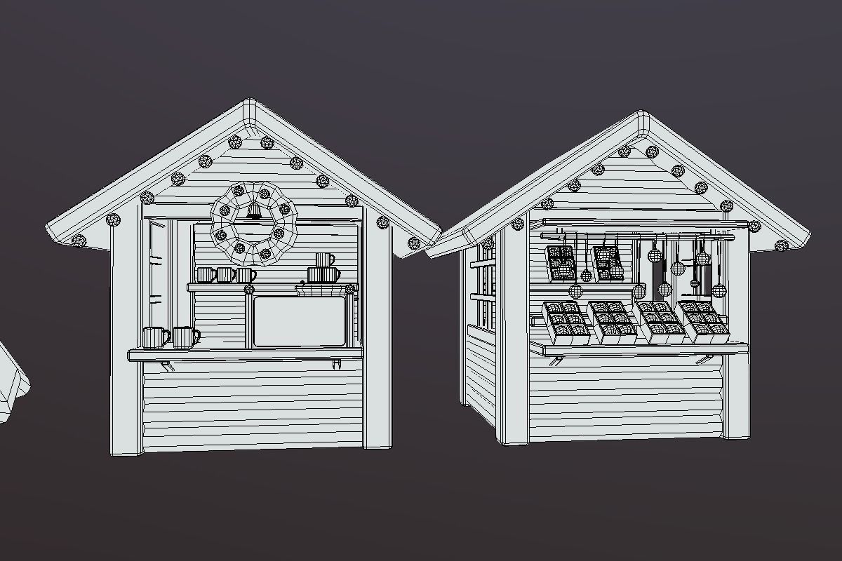 Cute ChristmasMarket Set  Low-poly 3D model_8