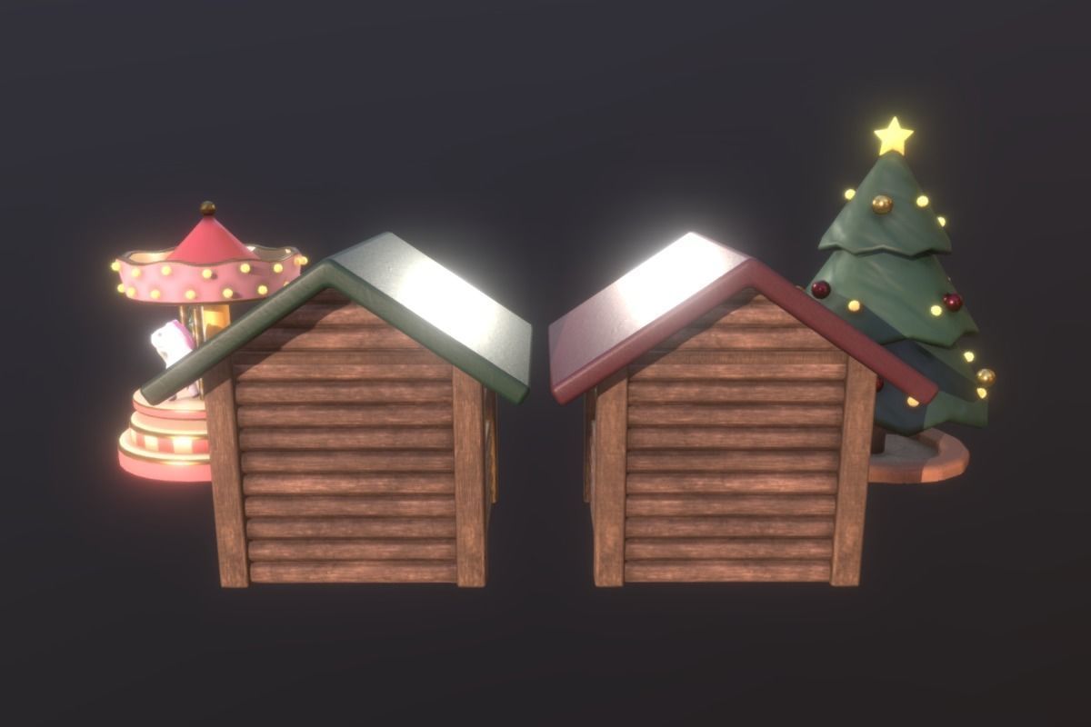 Cute ChristmasMarket Set  Low-poly 3D model_5