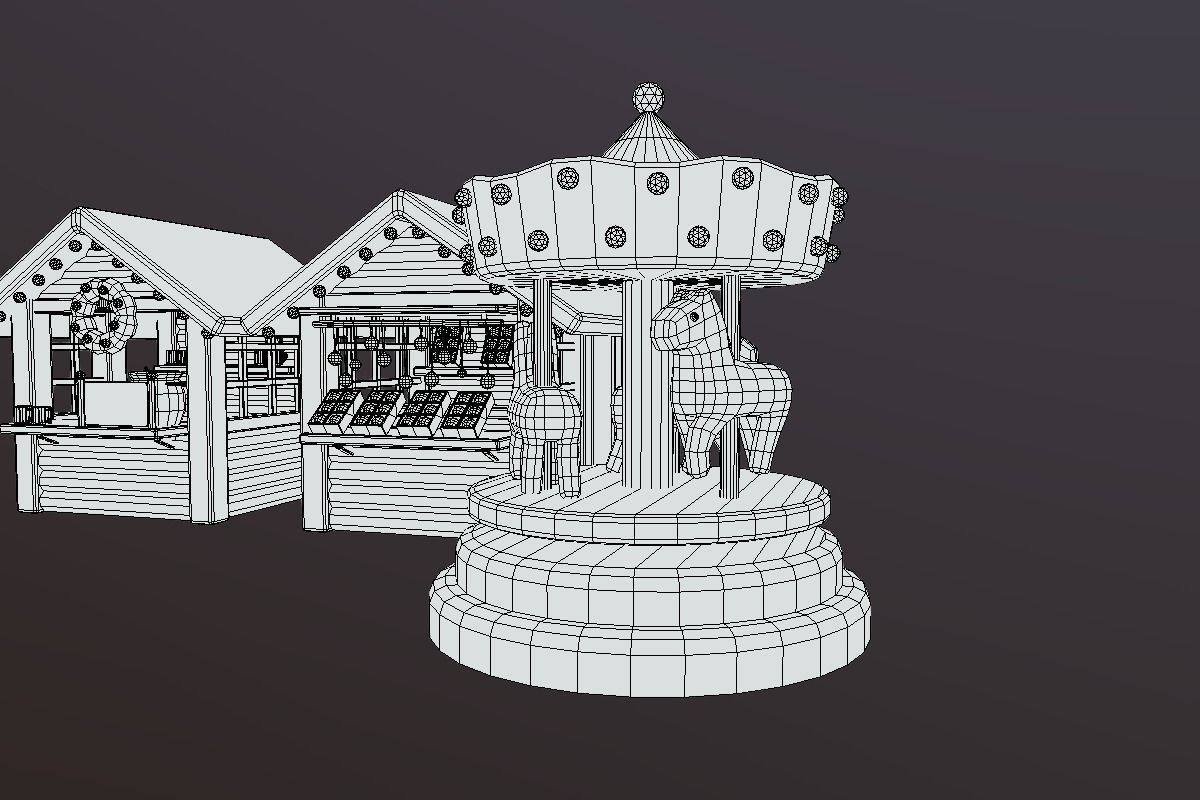 Cute ChristmasMarket Set  Low-poly 3D model_9