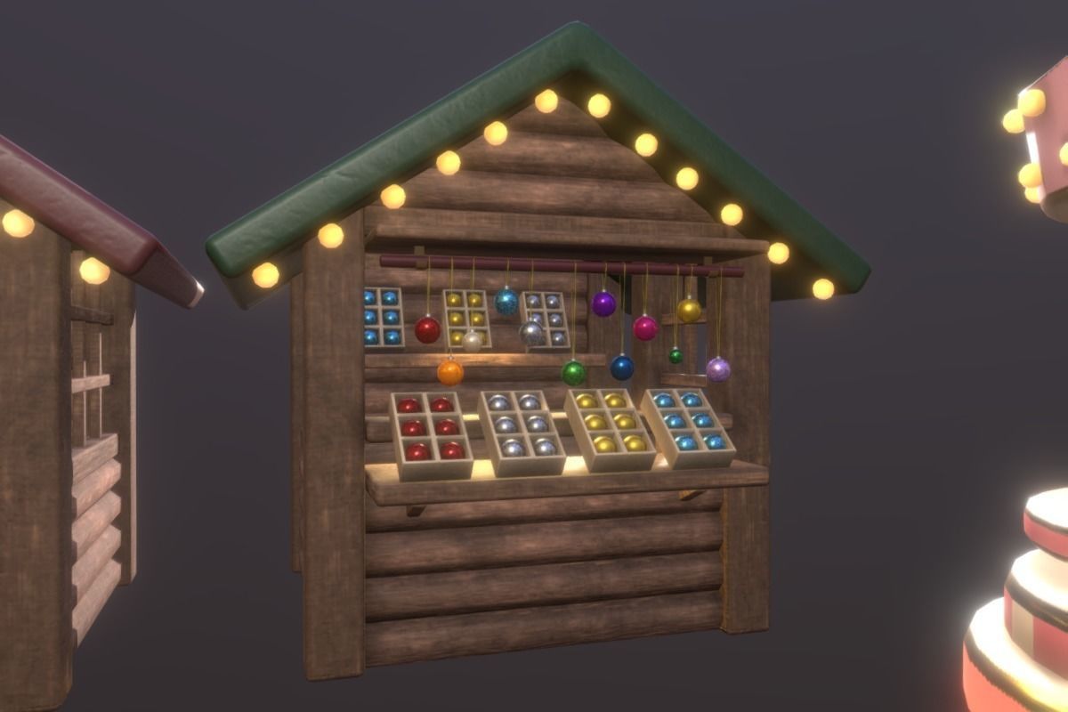 Cute ChristmasMarket Set  Low-poly 3D model_3