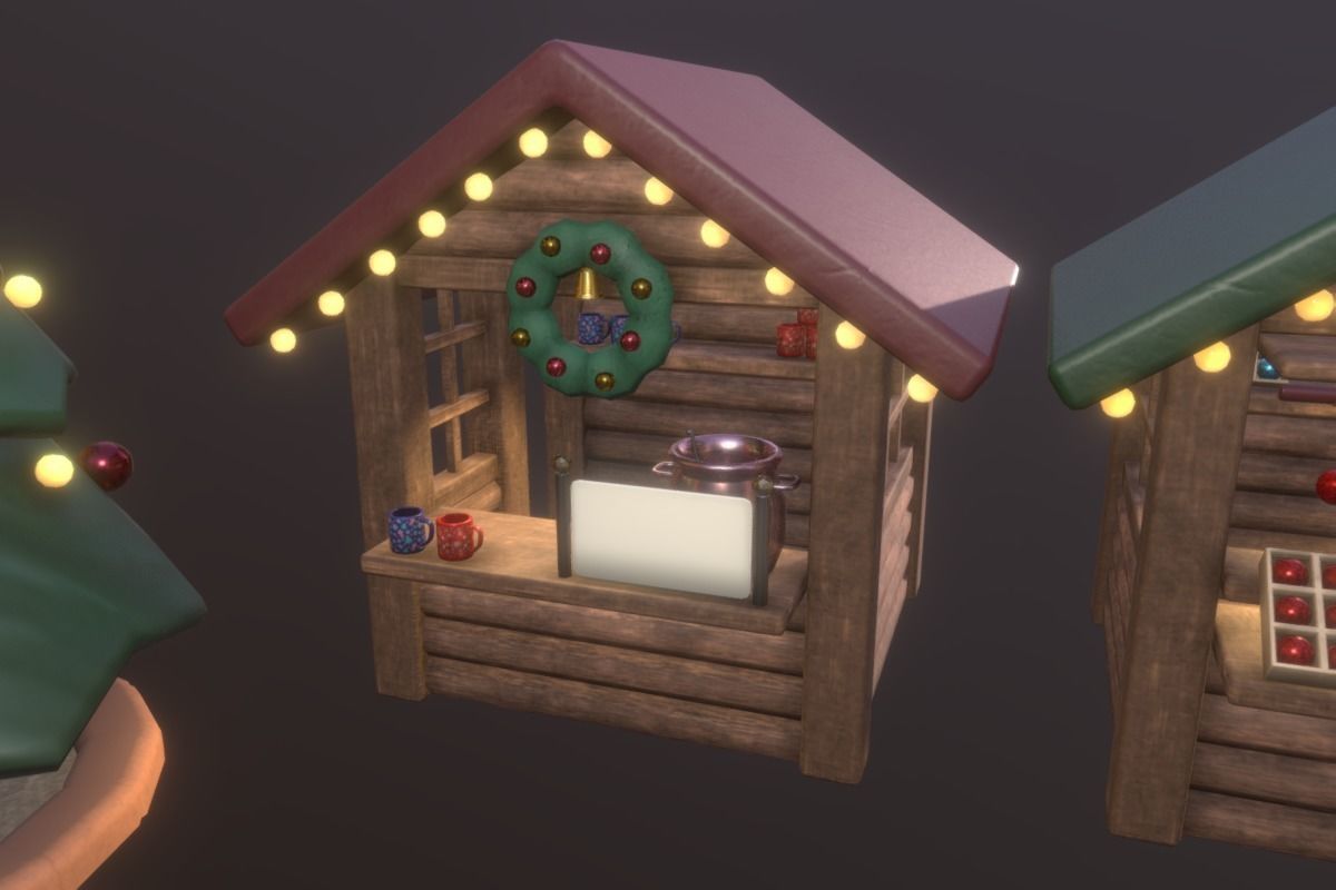 Cute ChristmasMarket Set  Low-poly 3D model_2