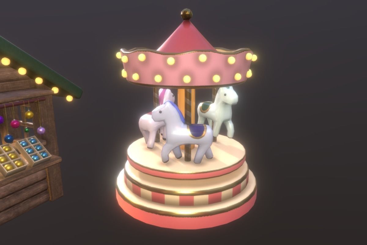Cute ChristmasMarket Set  Low-poly 3D model_4