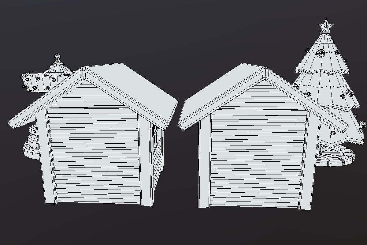 Cute ChristmasMarket Set  Low-poly 3D model_10