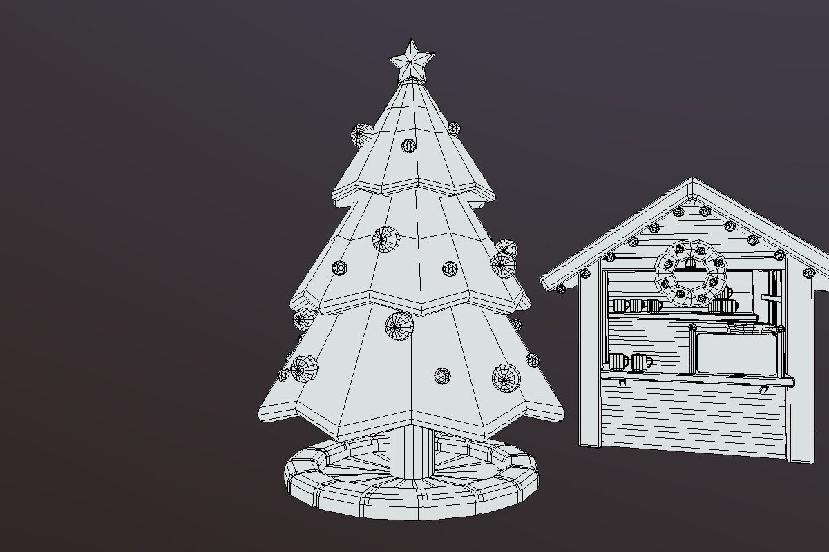 Cute ChristmasMarket Set  Low-poly 3D model_7