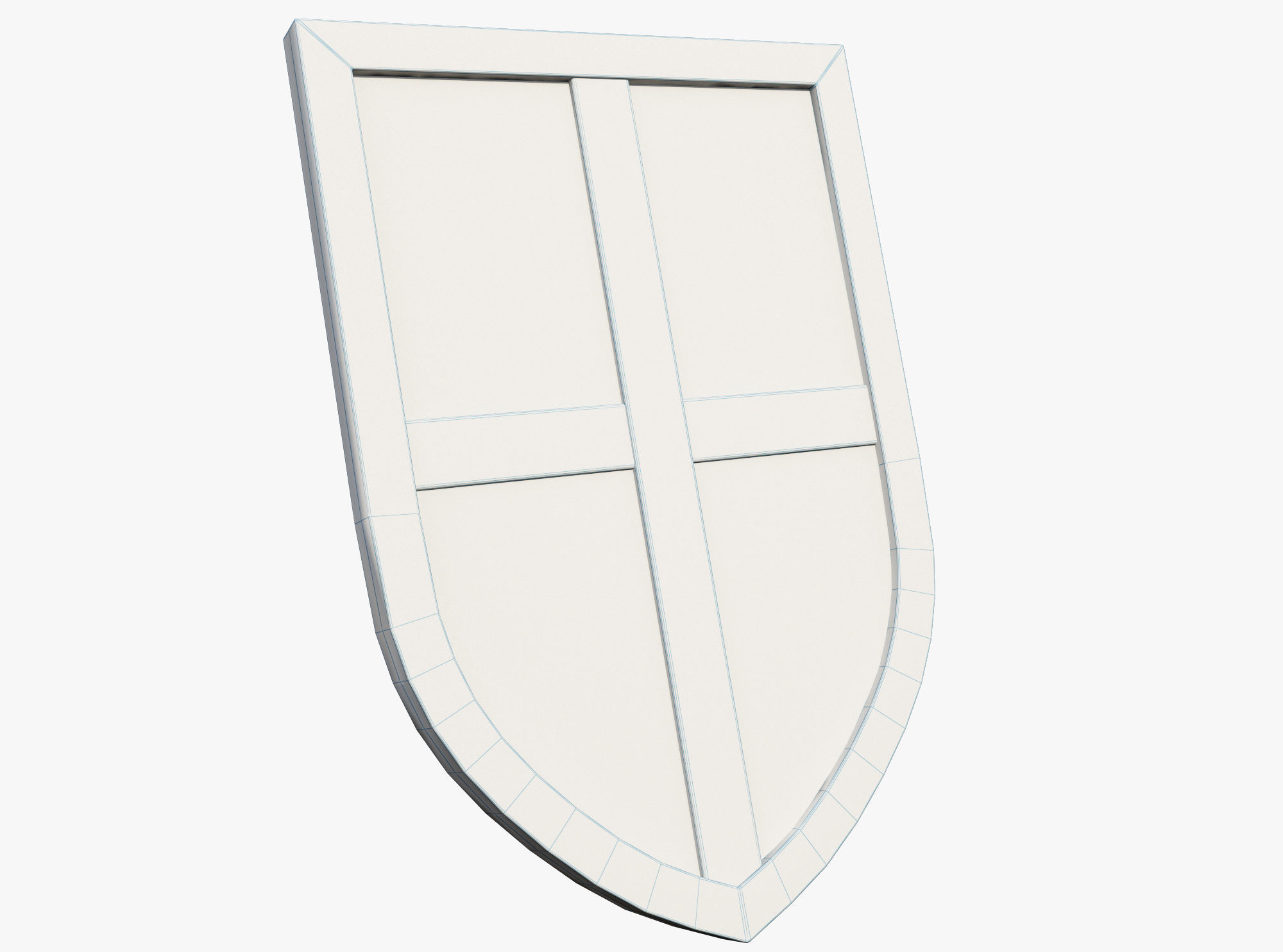 Wooden shield Low-poly 3D model_3