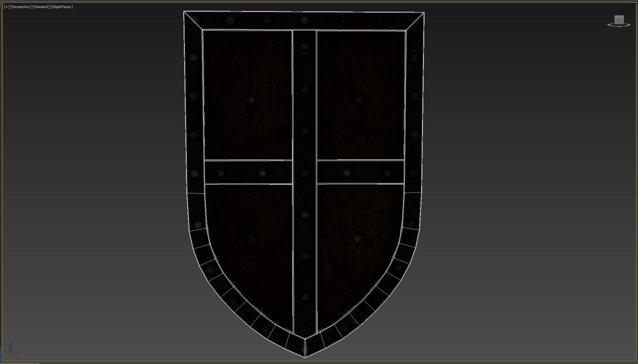 Wooden shield Low-poly 3D model_7