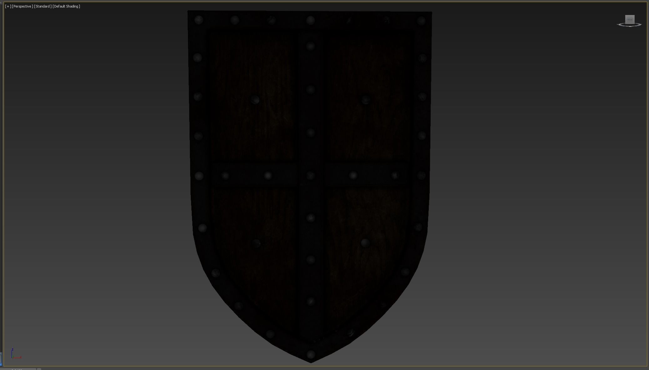 Wooden shield Low-poly 3D model_6