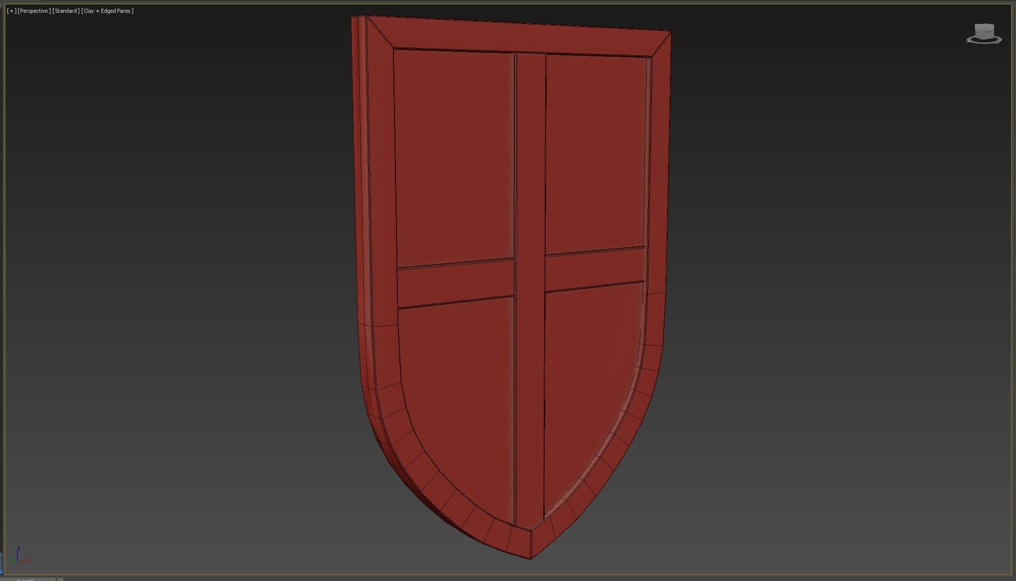 Wooden shield Low-poly 3D model_4