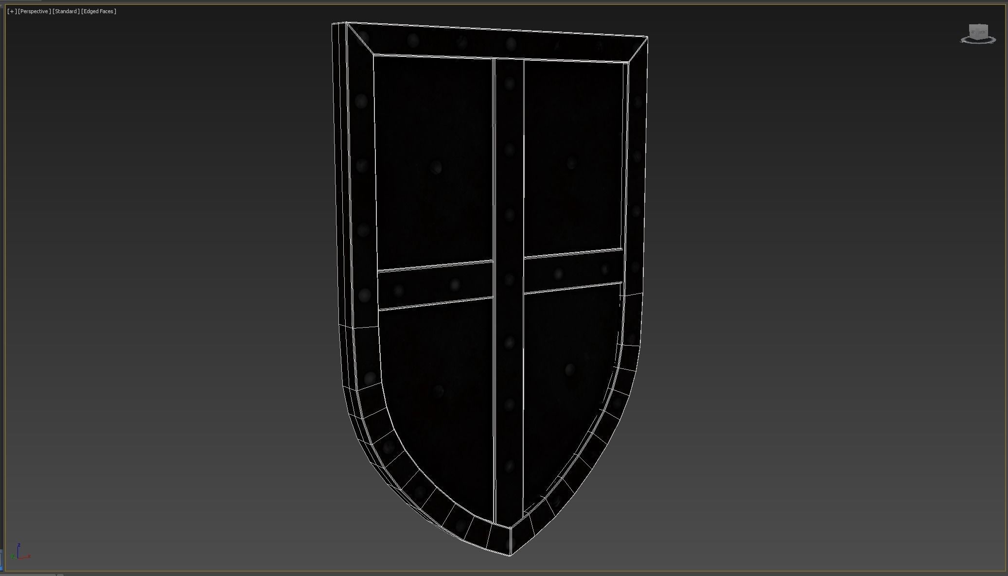 Wooden shield Low-poly 3D model_5