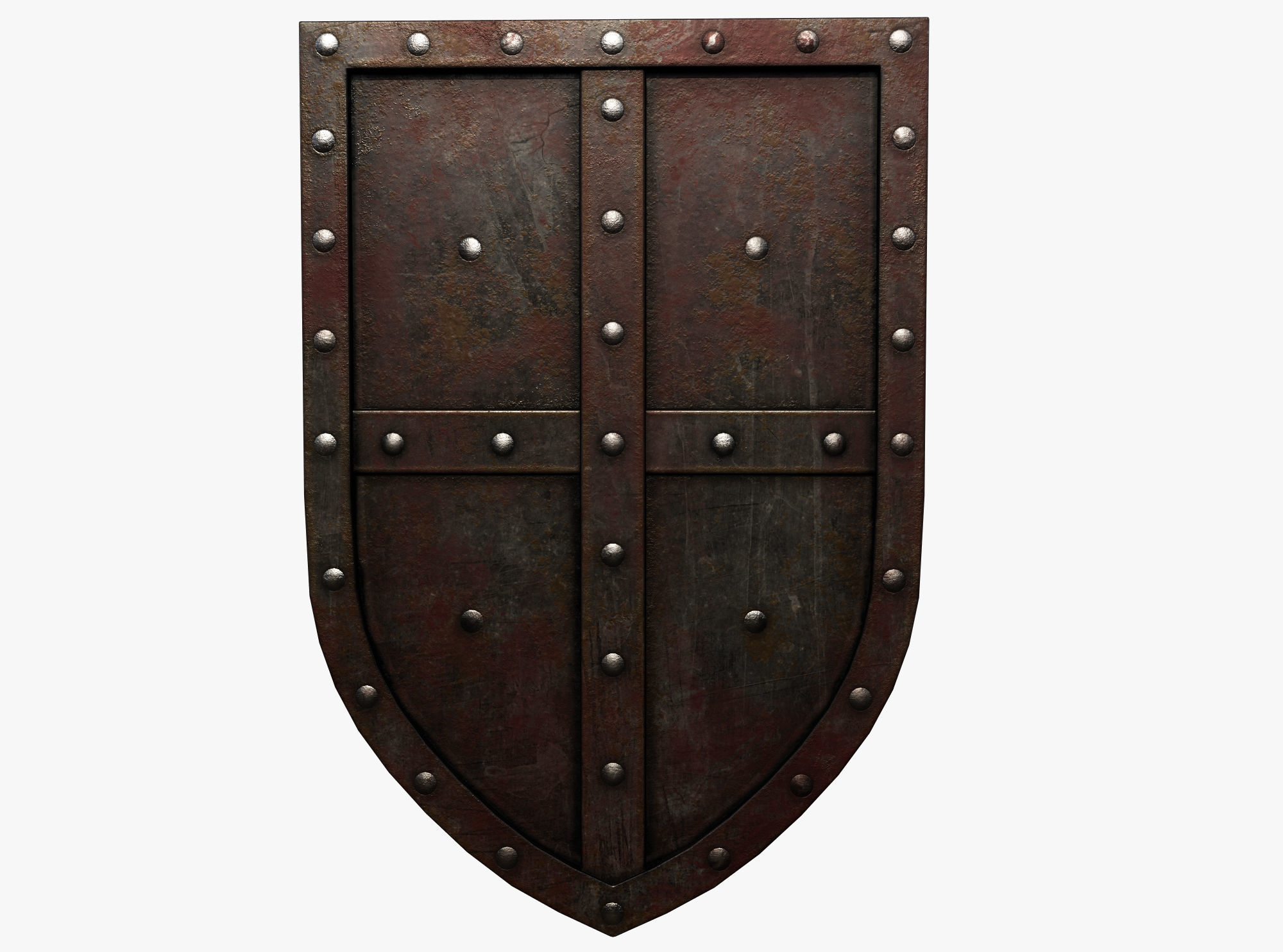 Wooden shield Low-poly 3D model_1