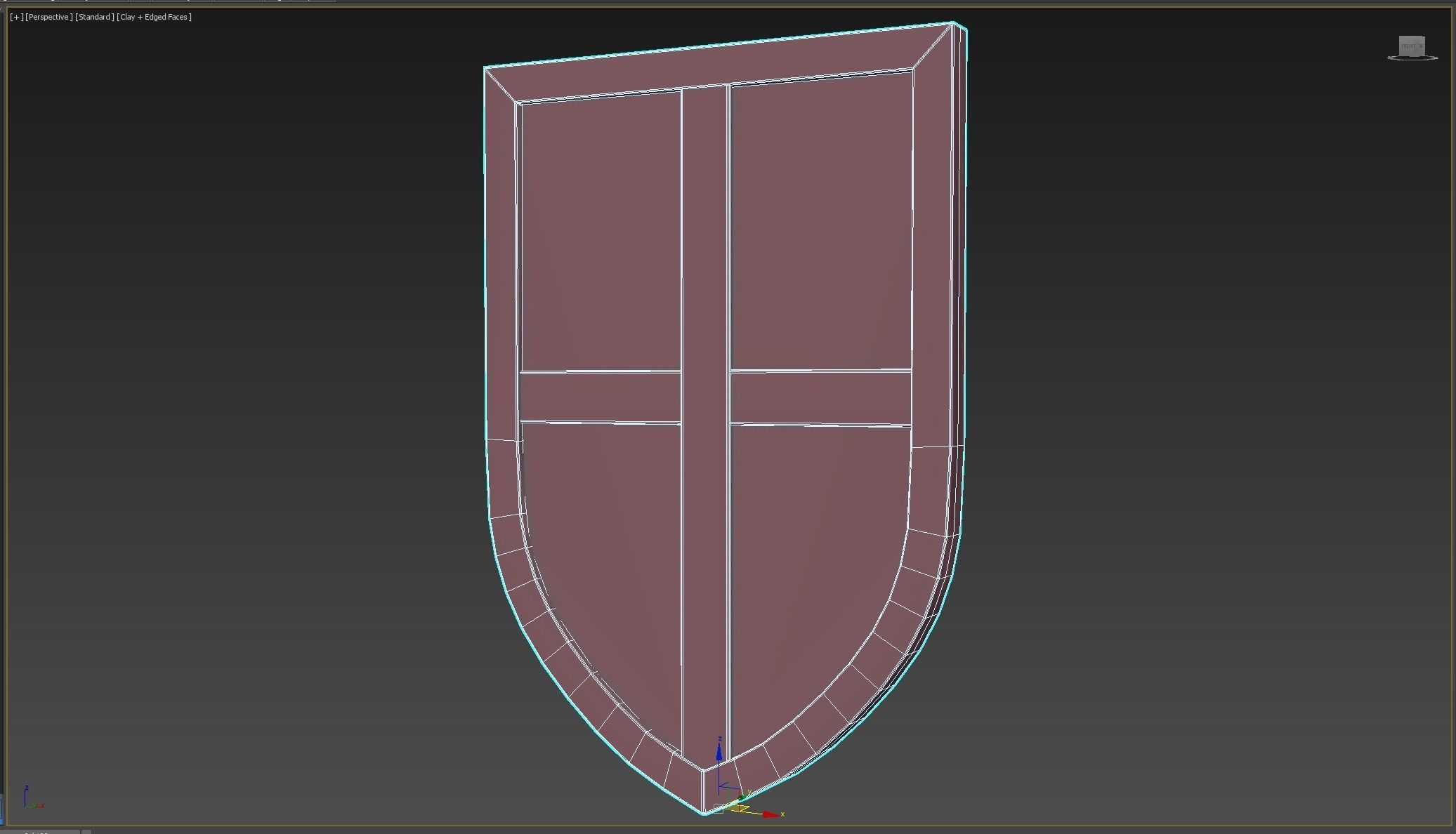 Wooden shield Low-poly 3D model_7