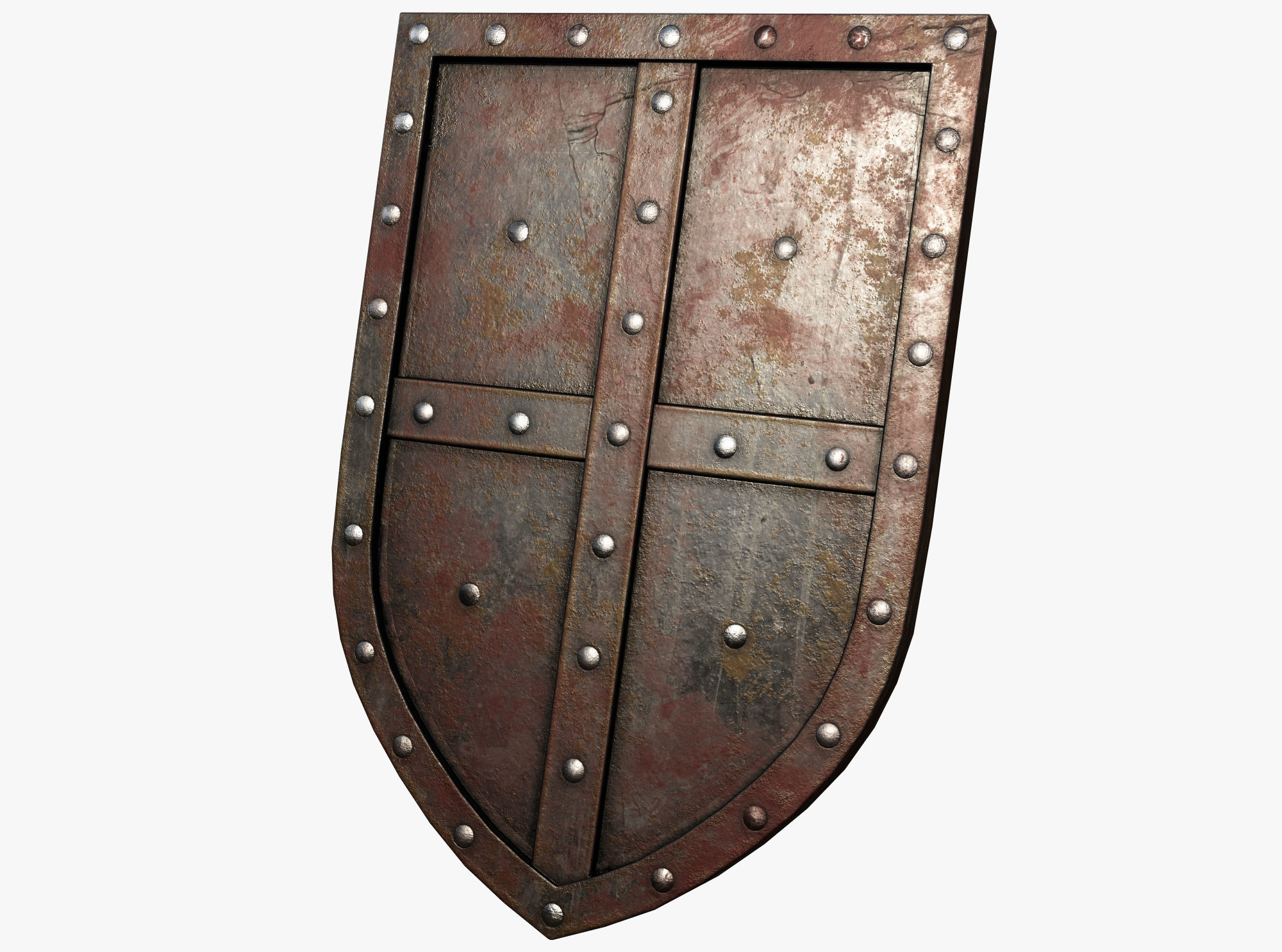 Wooden shield Low-poly 3D model_2