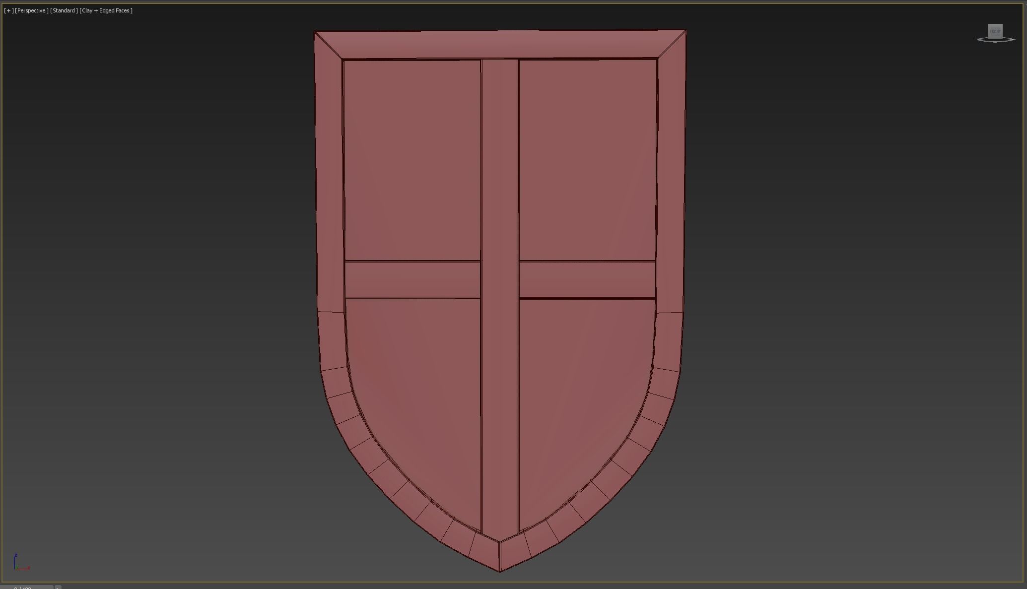 Wooden shield Low-poly 3D model_6