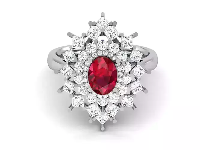 Solitaire Engagement Wedding Oval Ring 3D print model