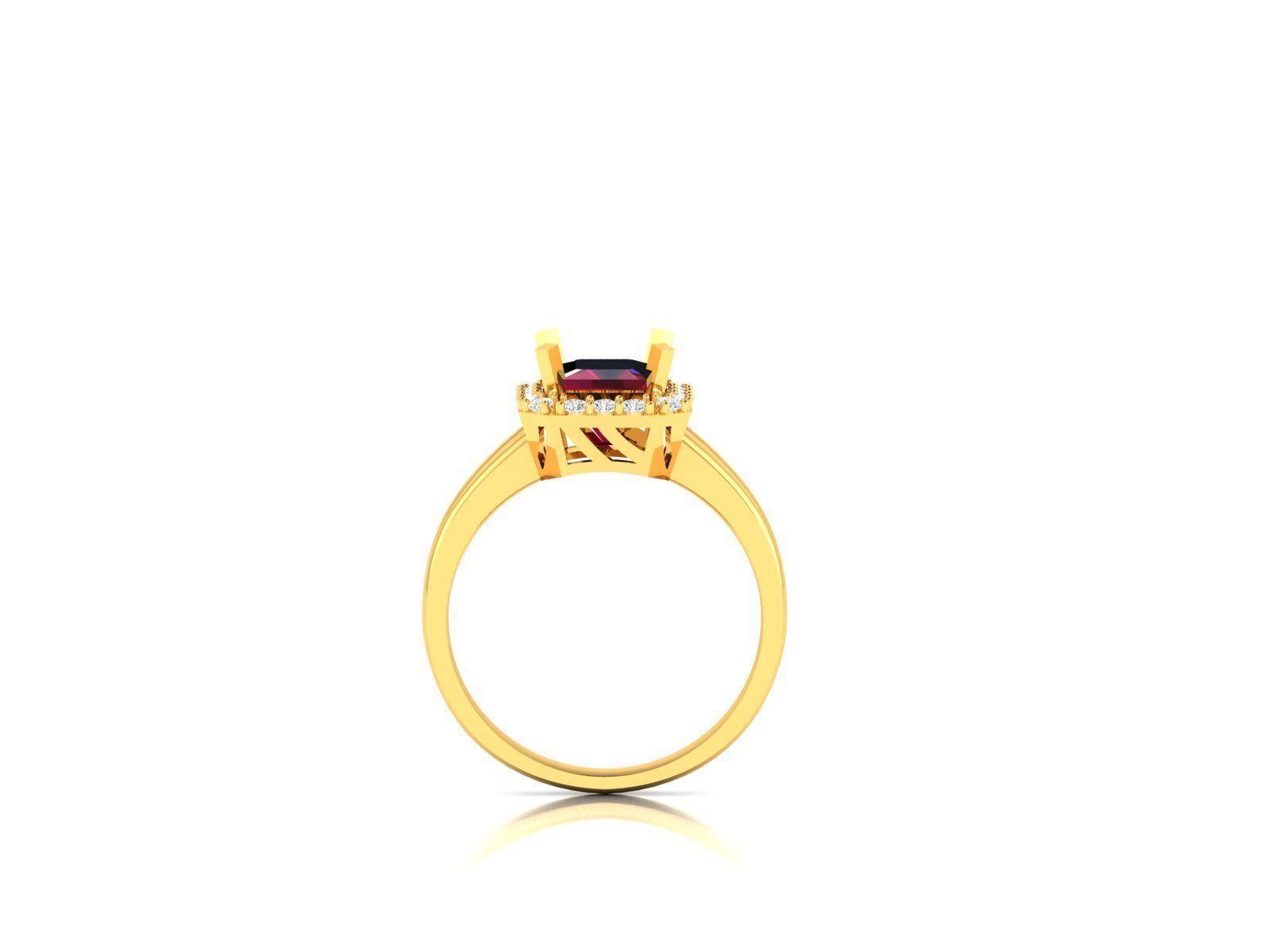 Solitaire Engagement Asscher ring 3D print model_12