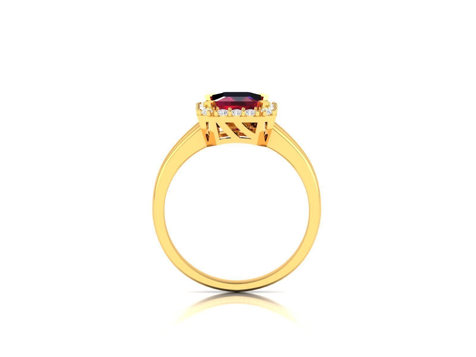 Solitaire Engagement Asscher ring 3D print model_3