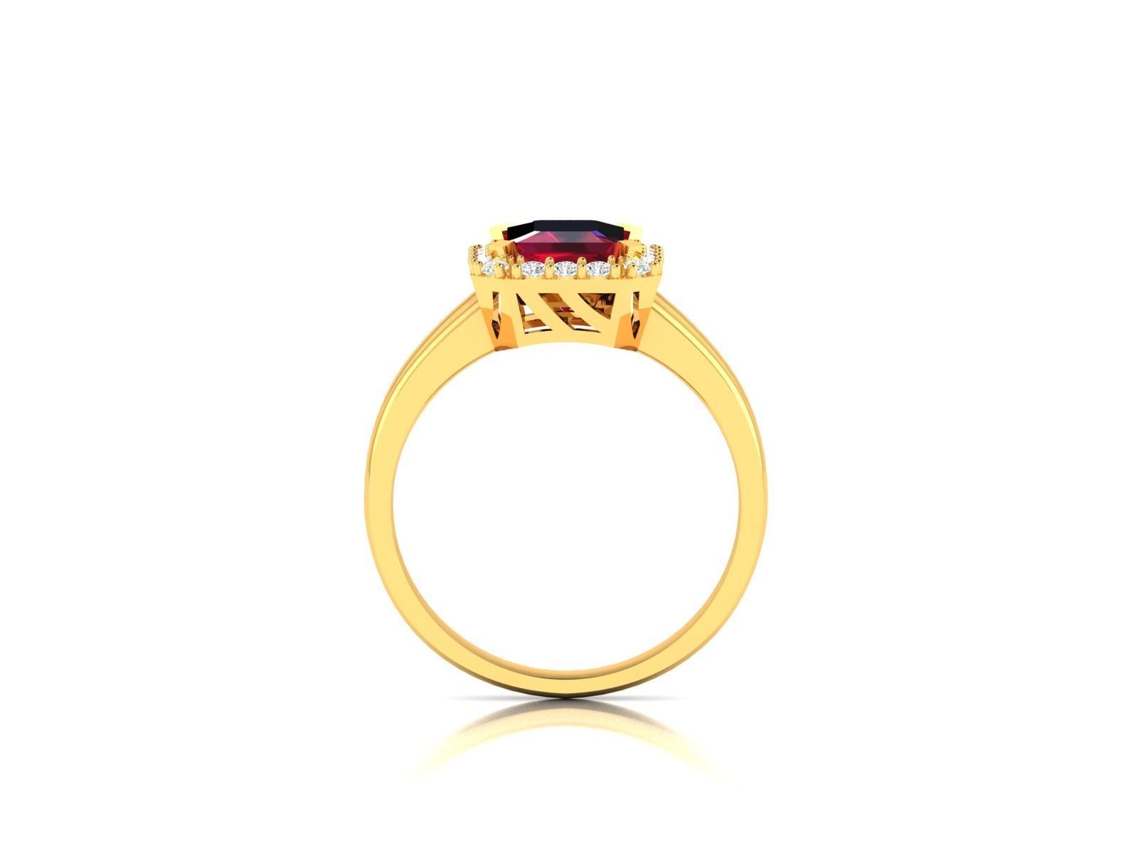 Solitaire Engagement Asscher ring 3D print model_4