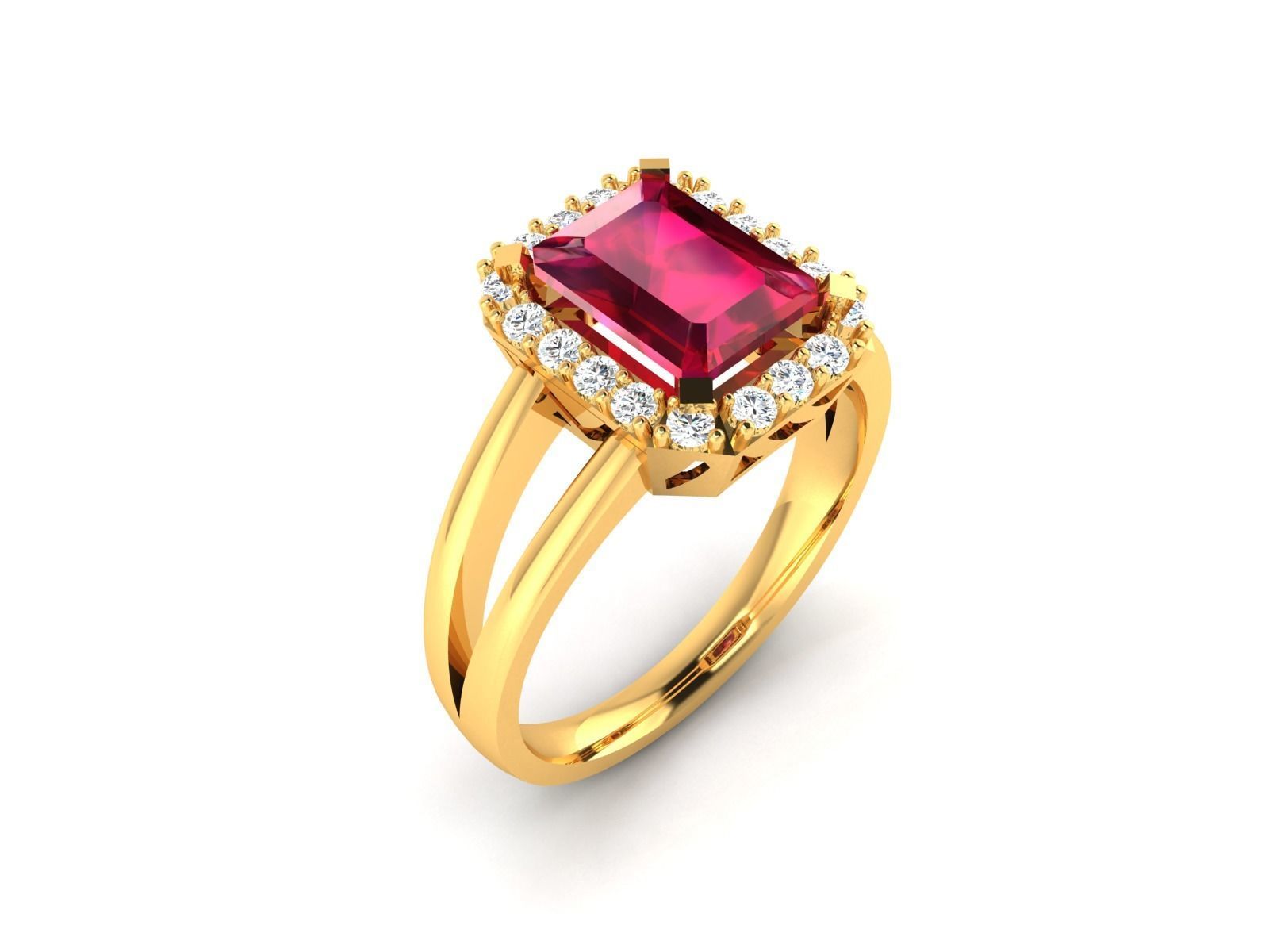 Solitaire Engagement Asscher ring 3D print model_2