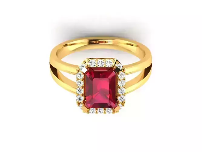 Solitaire Engagement Asscher ring 3D print model