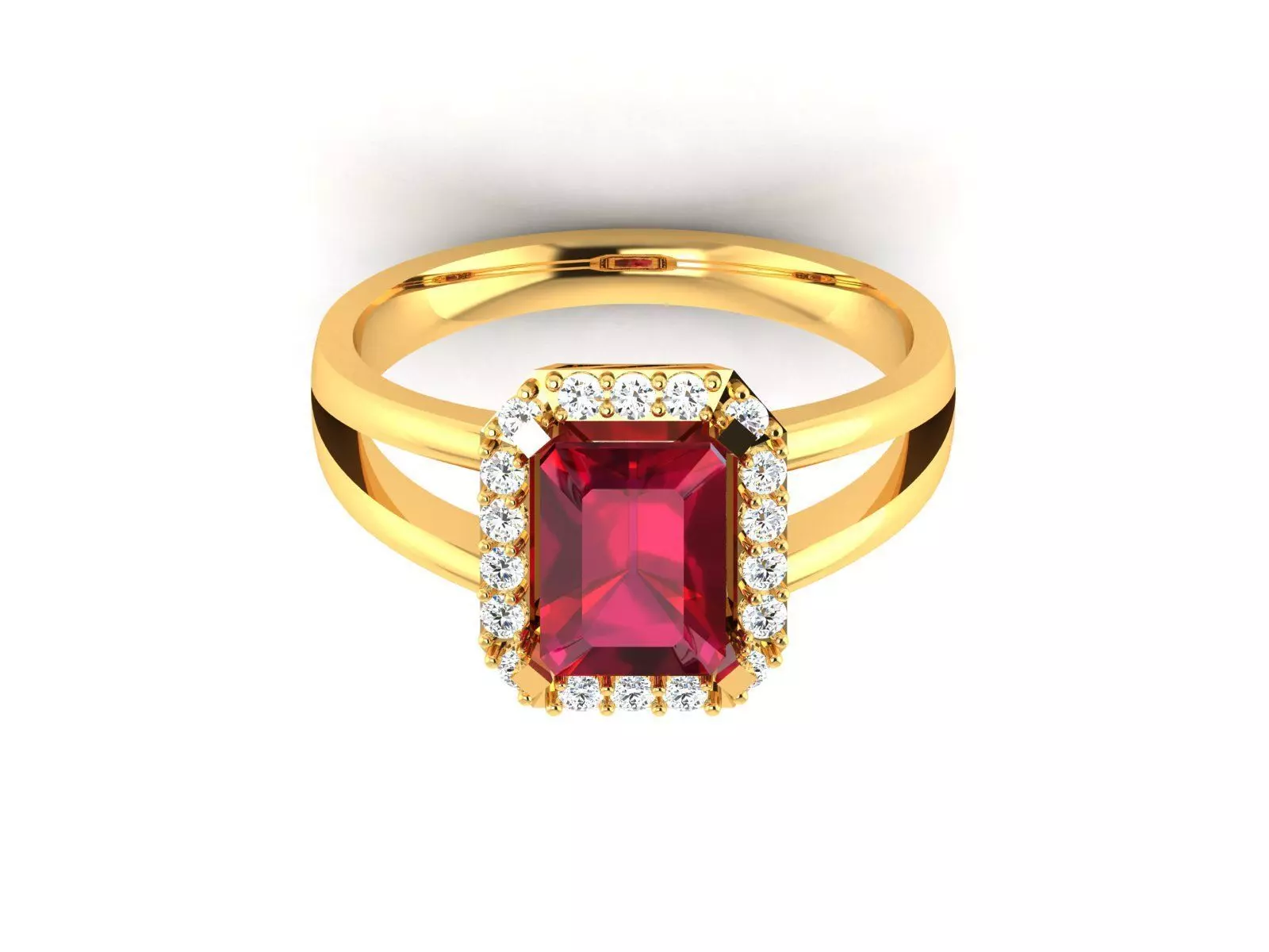 Solitaire Engagement Asscher ring 3D print model_0