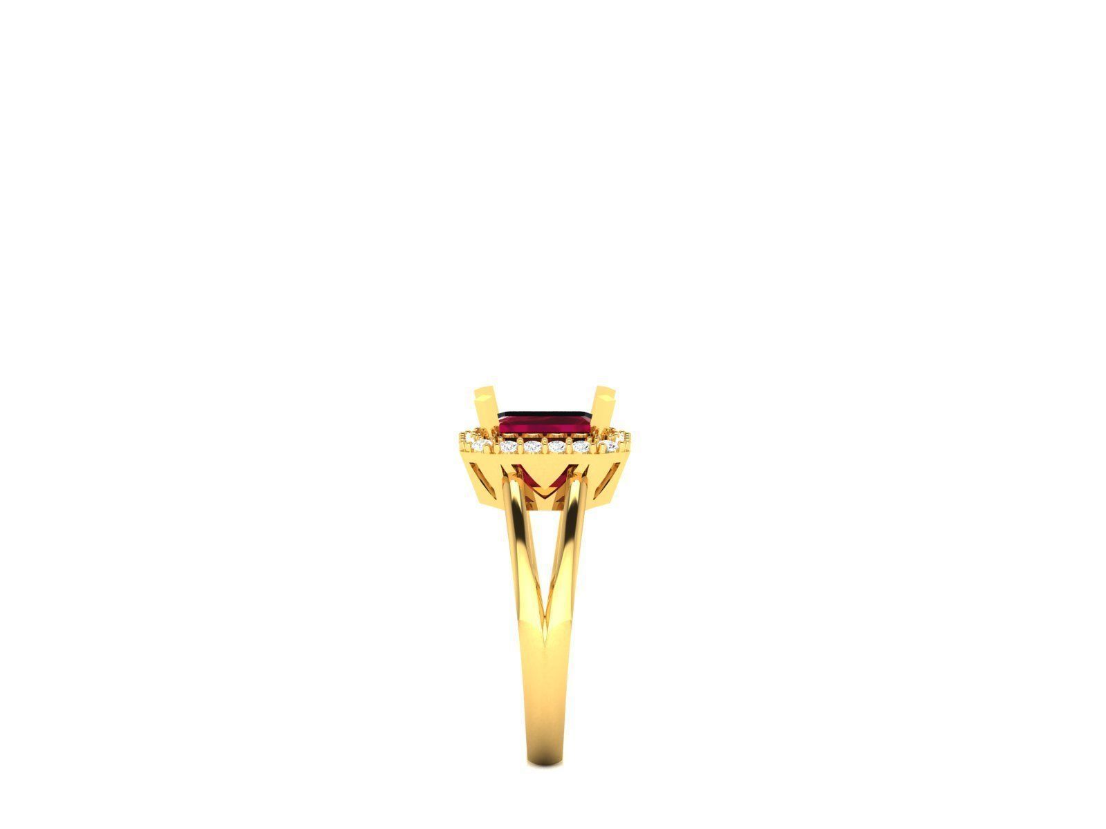 Solitaire Engagement Asscher ring 3D print model_15