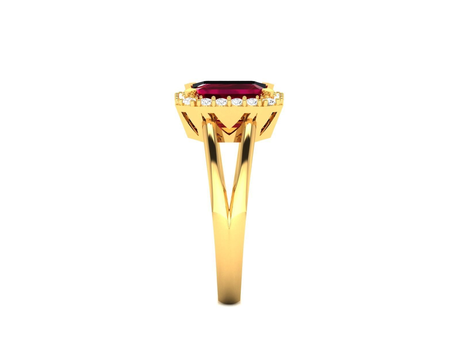Solitaire Engagement Asscher ring 3D print model_6