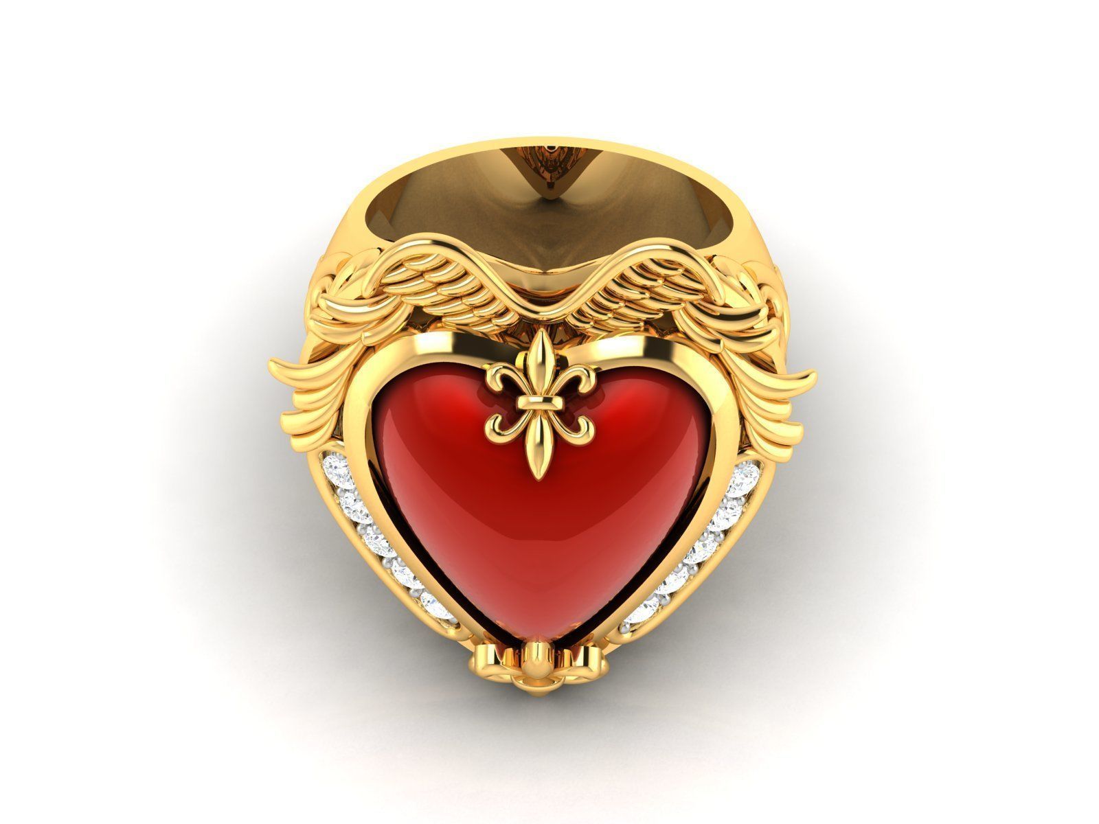 Solitaire Engagement Heart rings 3D print model_1