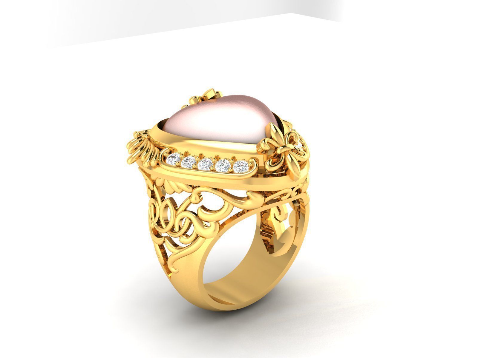 Solitaire Engagement Heart rings 3D print model_8