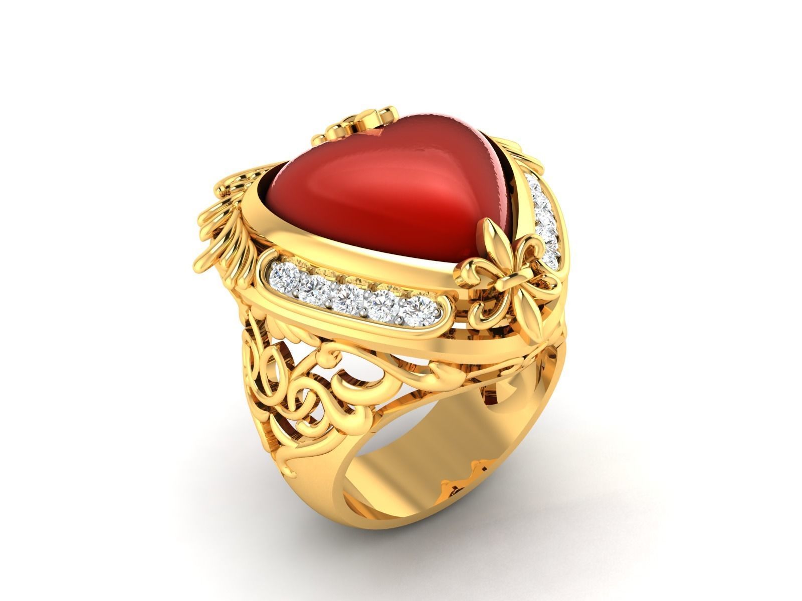 Solitaire Engagement Heart rings 3D print model_2